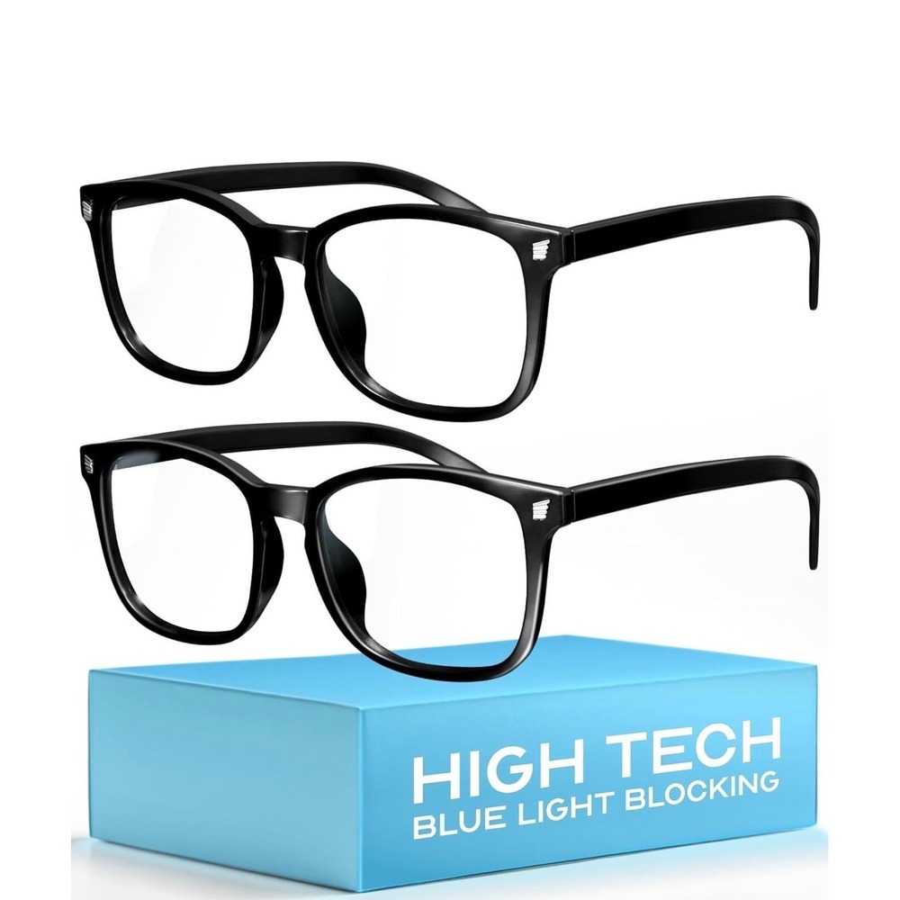 Livho 2 Pack Blue Light Blocking Glasses Black Square Computer Screen UV Glasses